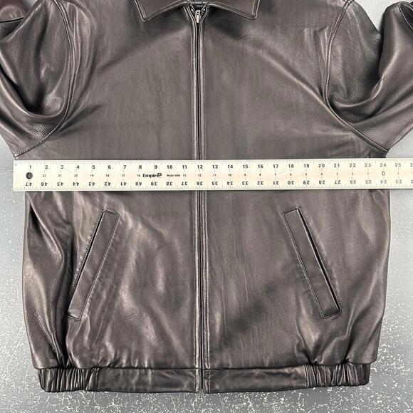 Jos A Bank Leather Jacket Mens Large Black Full Zip Soft Supple Dress Old Money - Picture 5 of 9